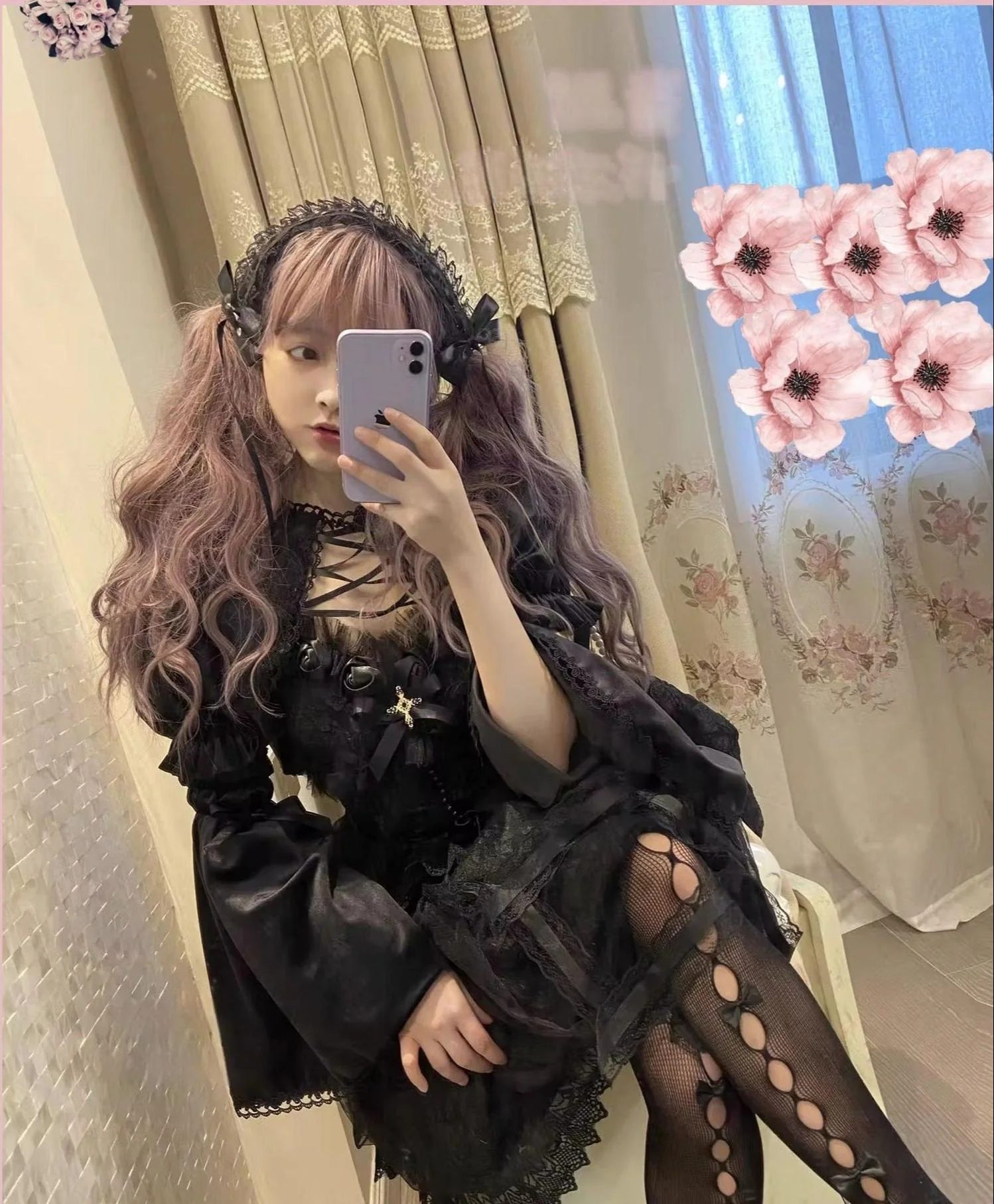 Doujiang - Rose Cage - Gothic Lolita Dress Black Suspender Dress - Image 4