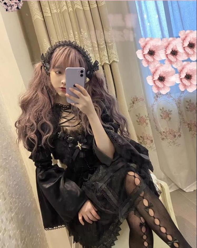 Doujiang - Rose Cage - Gothic Lolita Dress Black Suspender Dress - Image 5