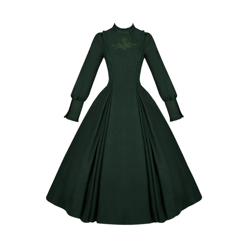 Abyss Clinic - Gothic Lolita Green Dress Set, Embroidery Accent - Image 37