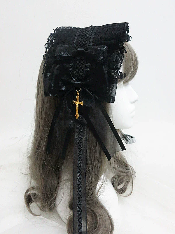 Sweet Jelly Lolita - Gothic Lolita Hairband and KC with Cross Pendant - Image 3