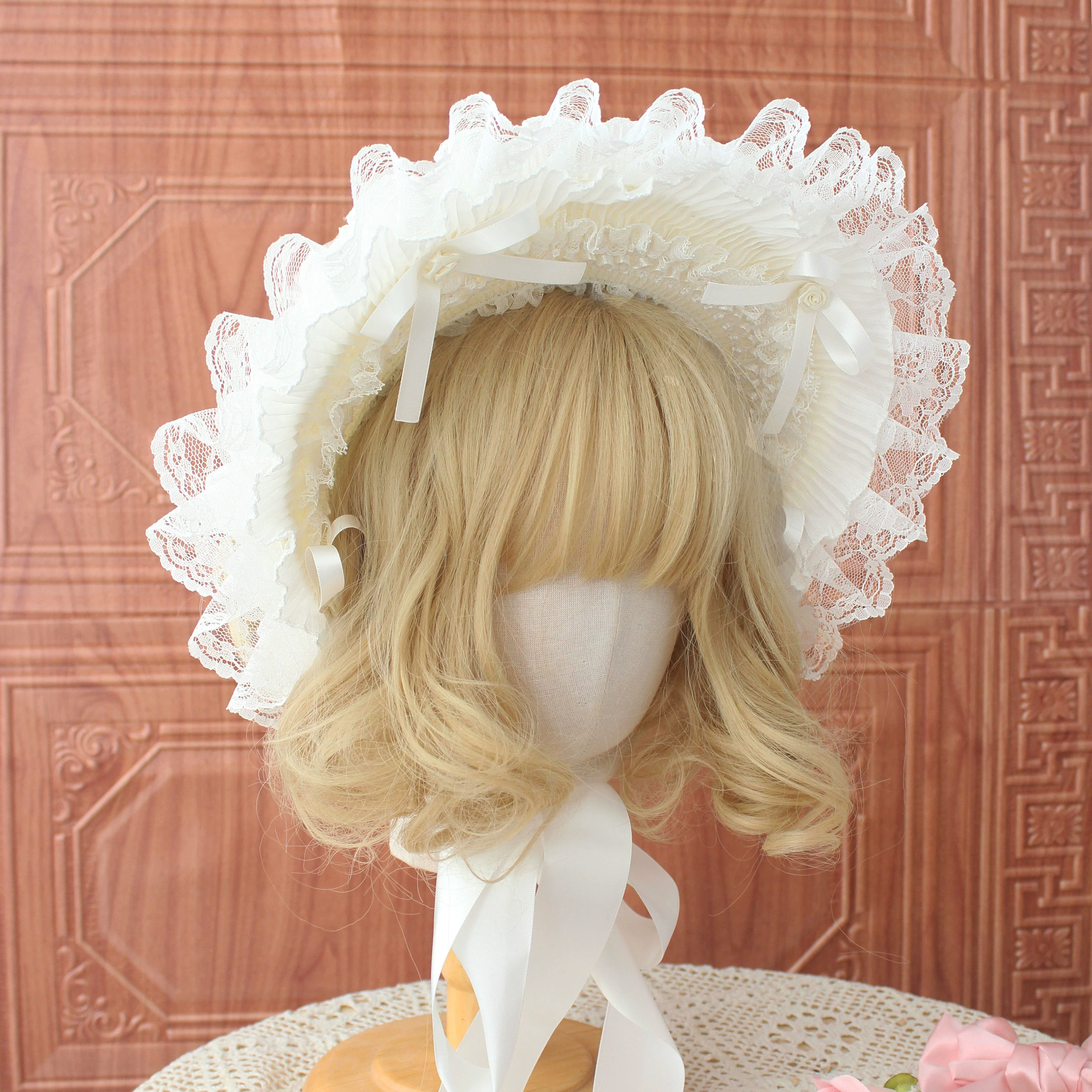 Deer Girl - Gothic Lolita Handmade Bonnet with Bows and Beads - Image 11