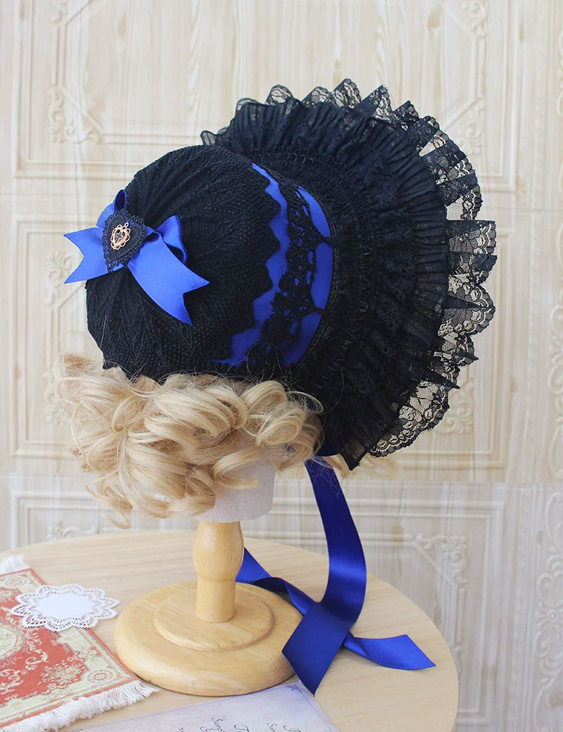 Deer Girl - Gothic Lolita Handmade Bonnet with Bows and Beads - Image 16