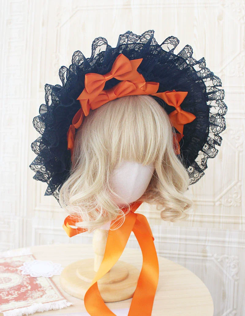 Deer Girl - Gothic Lolita Handmade Bonnet with Bows and Beads - Image 27