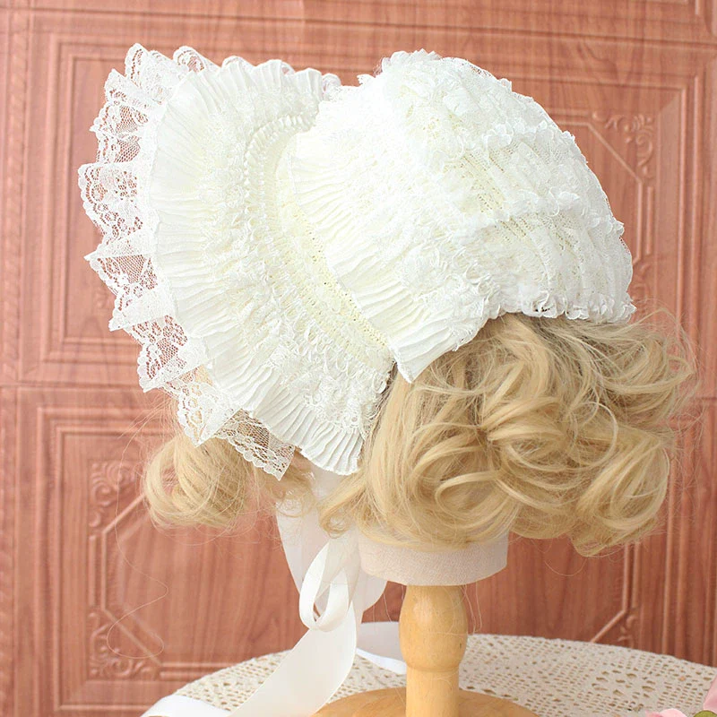 Deer Girl - Gothic Lolita Handmade Bonnet with Bows and Beads - Image 28