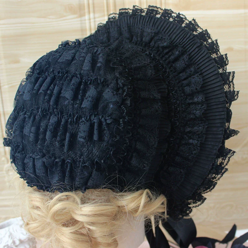 Deer Girl - Gothic Lolita Handmade Bonnet with Bows and Beads - Image 29