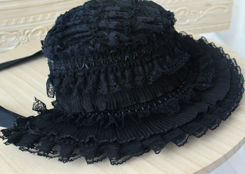 Deer Girl - Gothic Lolita Handmade Bonnet with Bows and Beads - Image 31