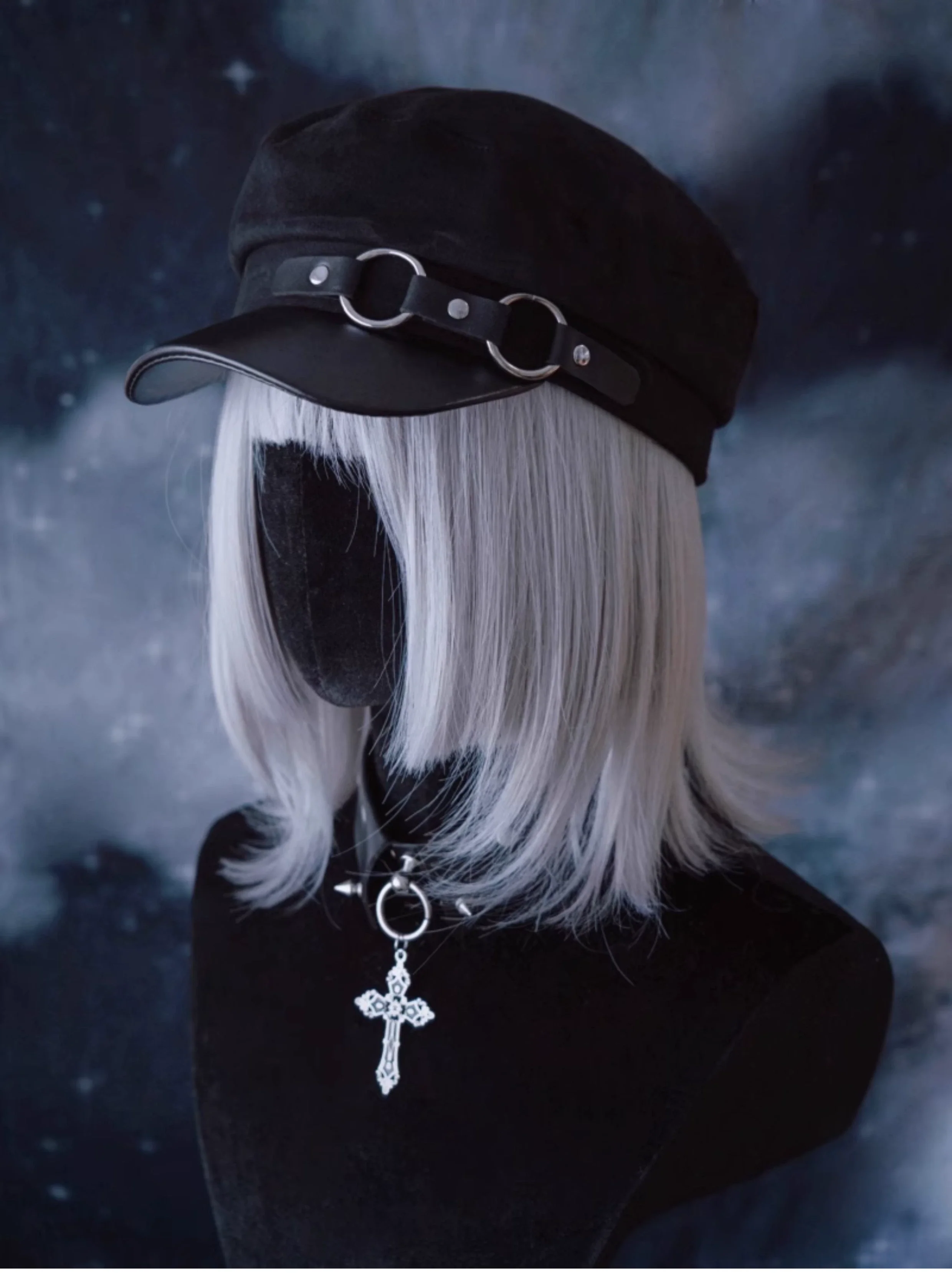 Strange Sugar - Gothic Lolita Hat Leather Buckle Lolita Newsboy Hat - Image 10