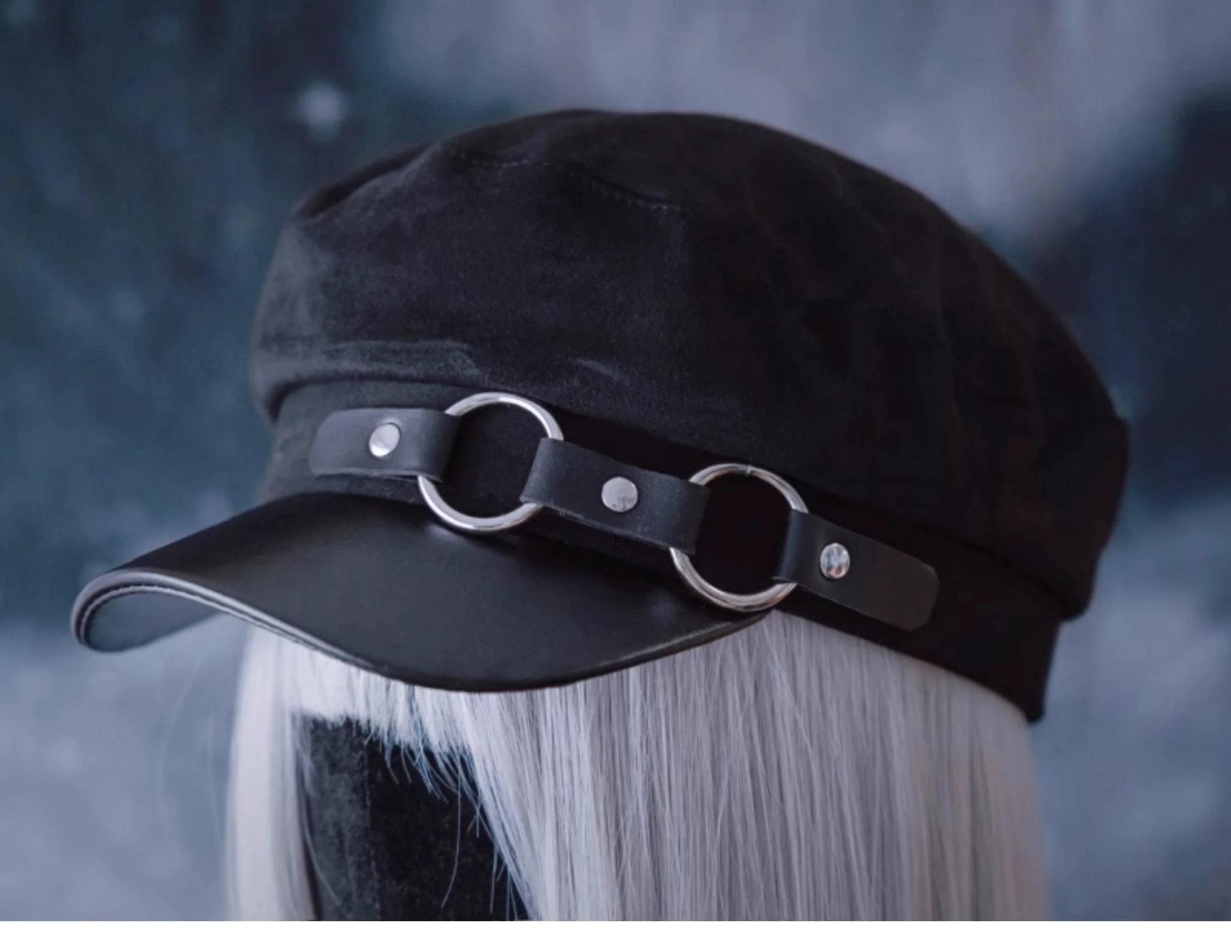 Strange Sugar - Gothic Lolita Hat Leather Buckle Lolita Newsboy Hat - Image 13