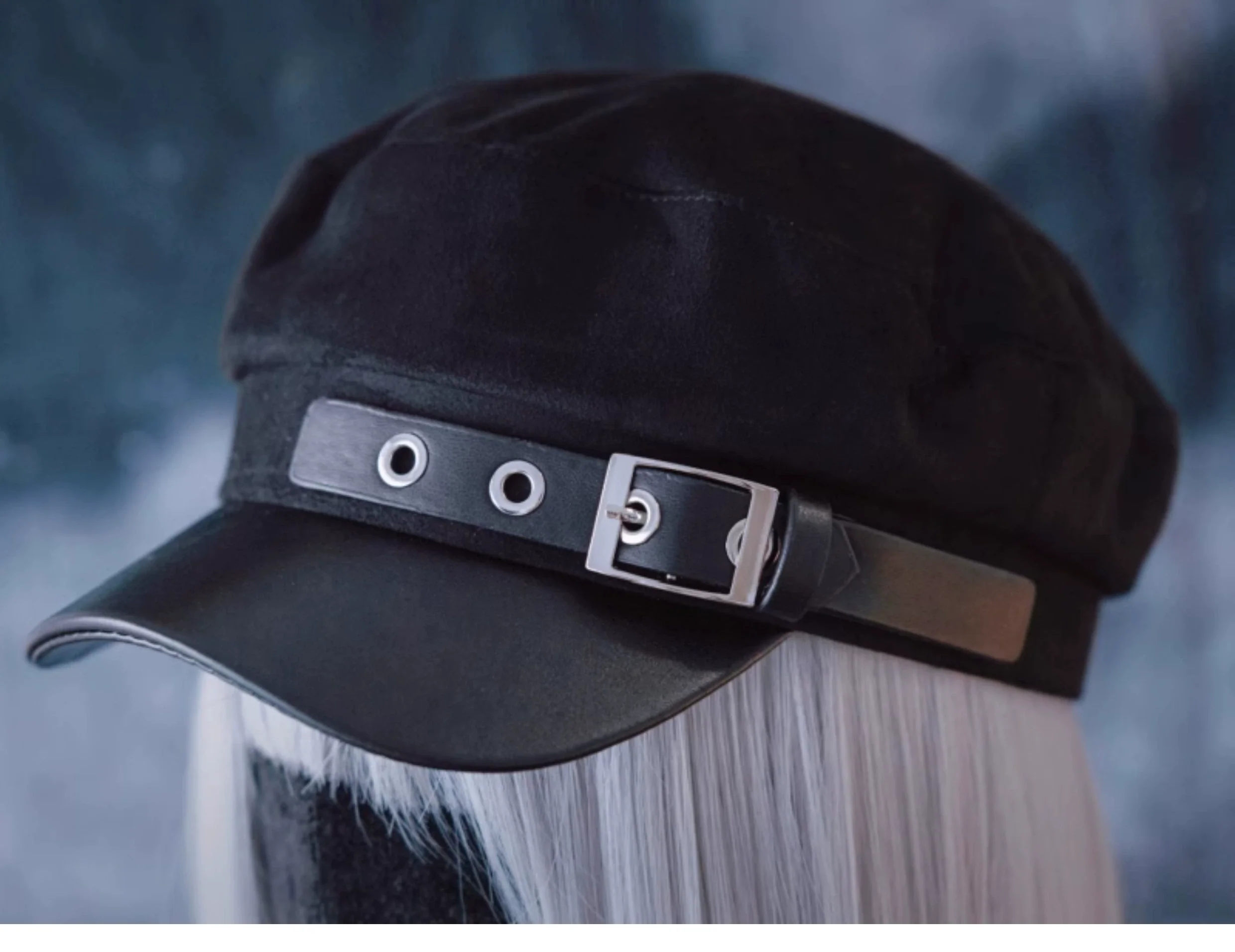 Strange Sugar - Gothic Lolita Hat Leather Buckle Lolita Newsboy Hat - Image 14