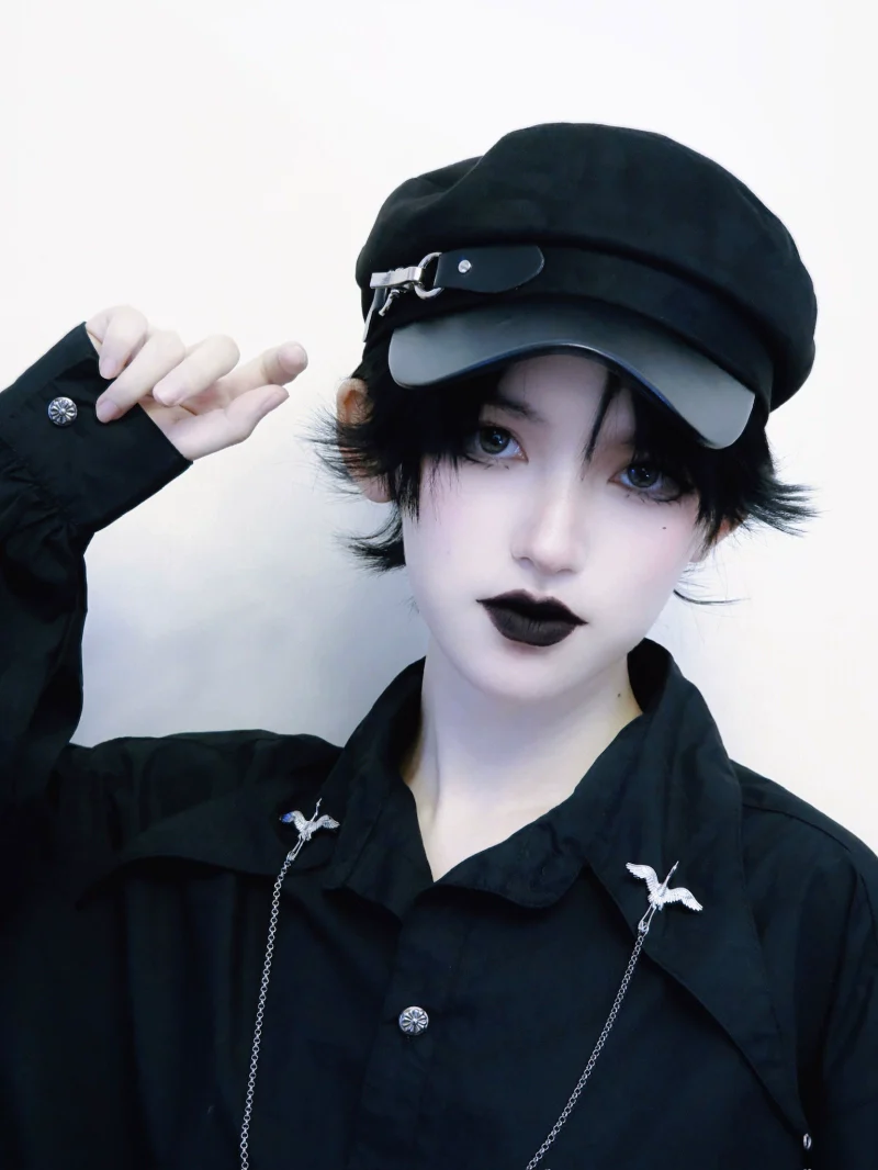 Strange Sugar - Gothic Lolita Hat Leather Buckle Lolita Newsboy Hat - Image 15