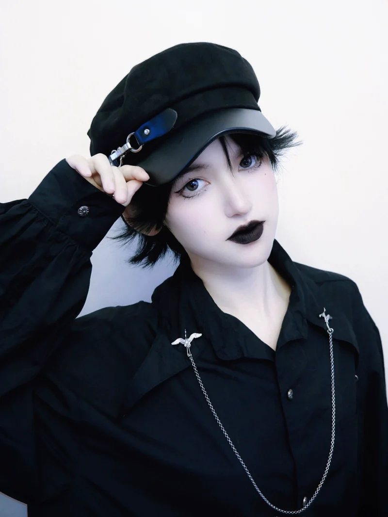 Strange Sugar - Gothic Lolita Hat Leather Buckle Lolita Newsboy Hat - Image 17