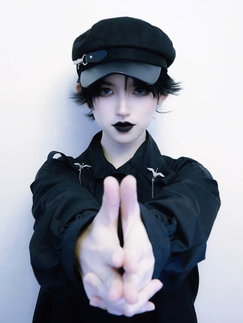 Strange Sugar - Gothic Lolita Hat Leather Buckle Lolita Newsboy Hat - Image 19