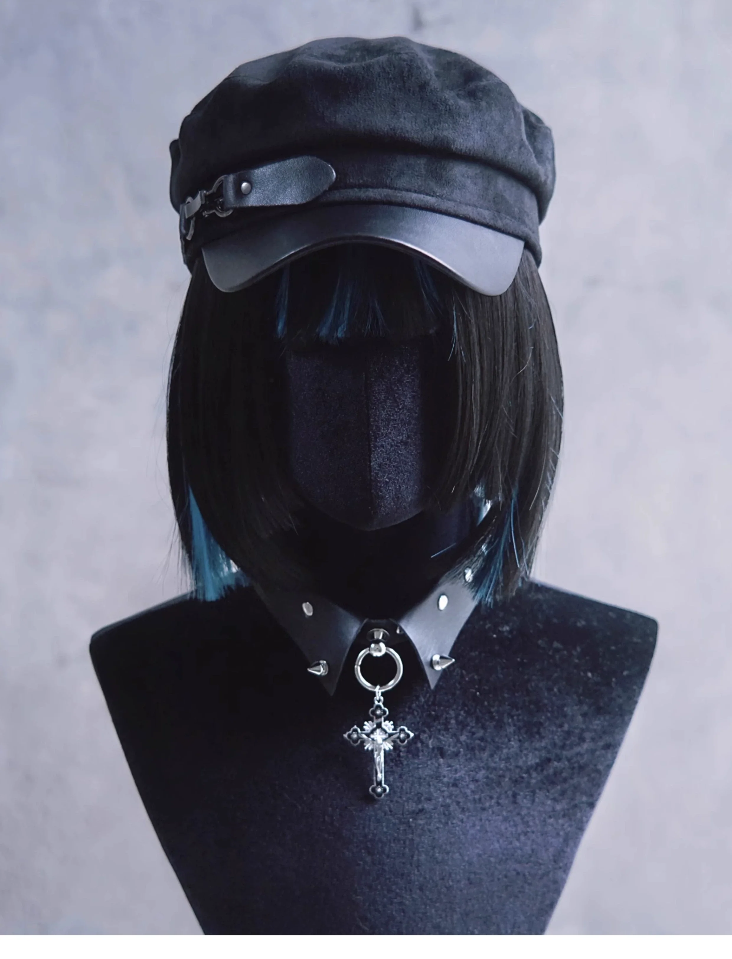 Strange Sugar - Gothic Lolita Hat Leather Buckle Lolita Newsboy Hat - Image 3