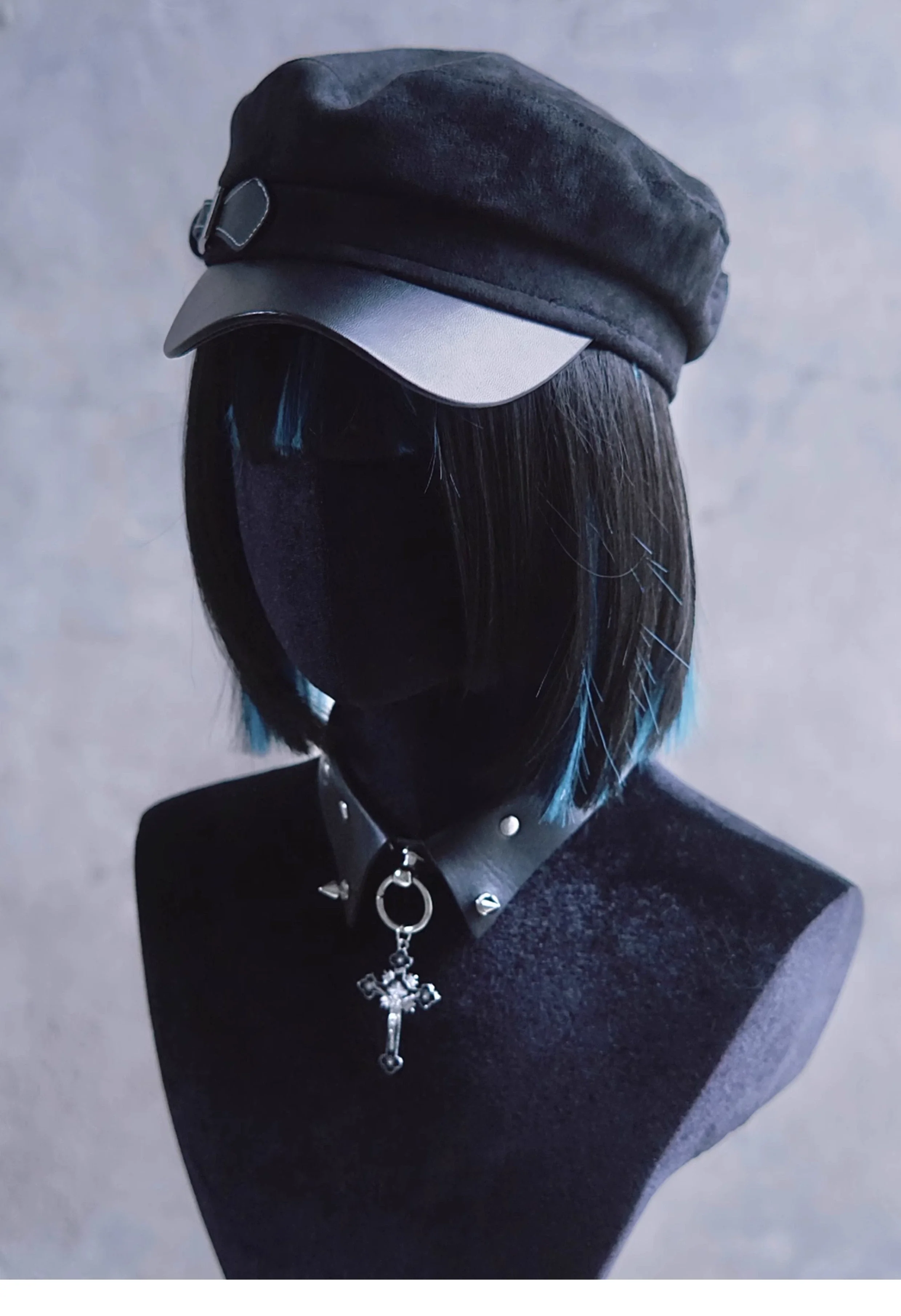Strange Sugar - Gothic Lolita Hat Leather Buckle Lolita Newsboy Hat - Image 4