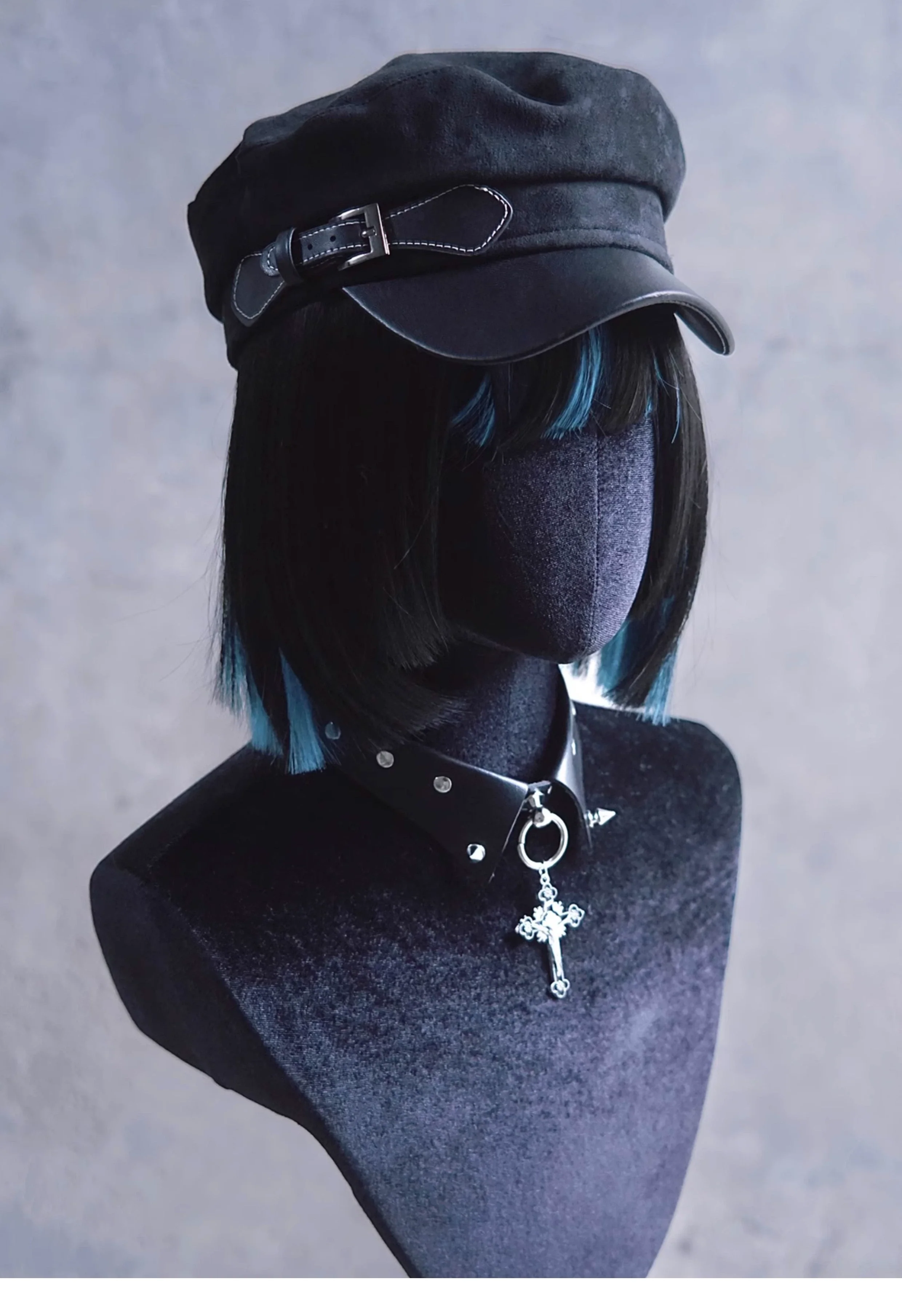 Strange Sugar - Gothic Lolita Hat Leather Buckle Lolita Newsboy Hat - Image 5