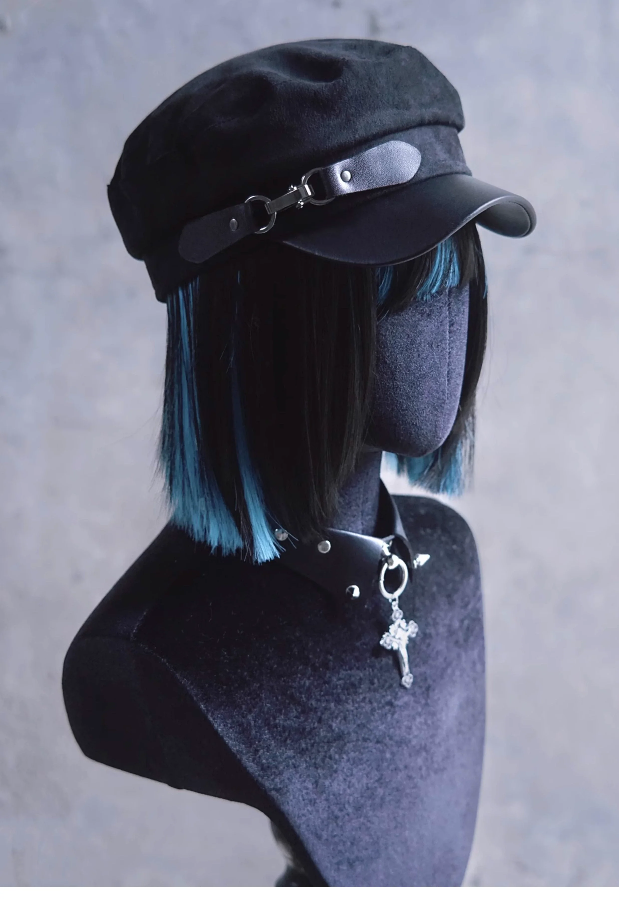 Strange Sugar - Gothic Lolita Hat Leather Buckle Lolita Newsboy Hat - Image 6