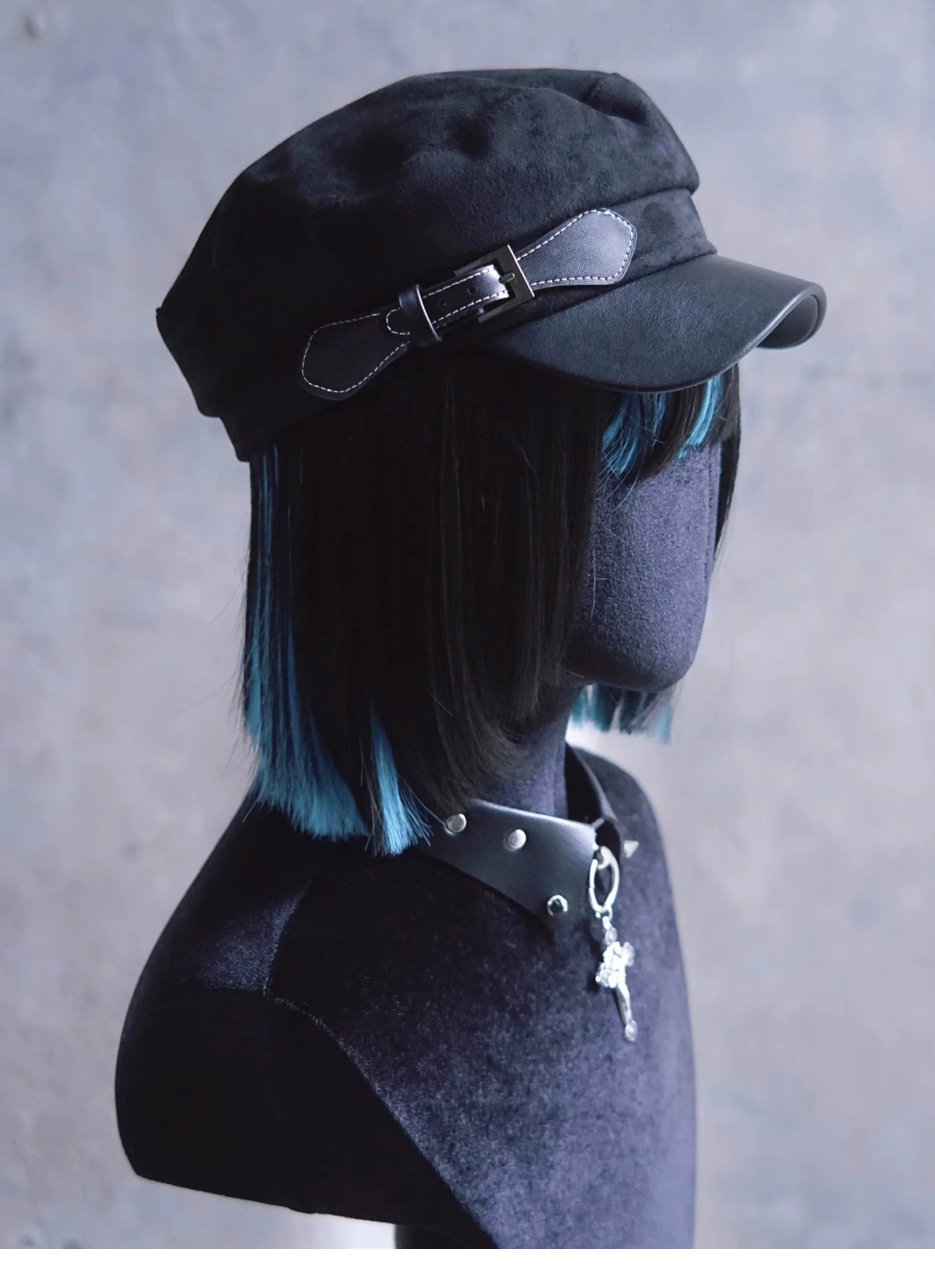 Strange Sugar - Gothic Lolita Hat Leather Buckle Lolita Newsboy Hat - Image 7