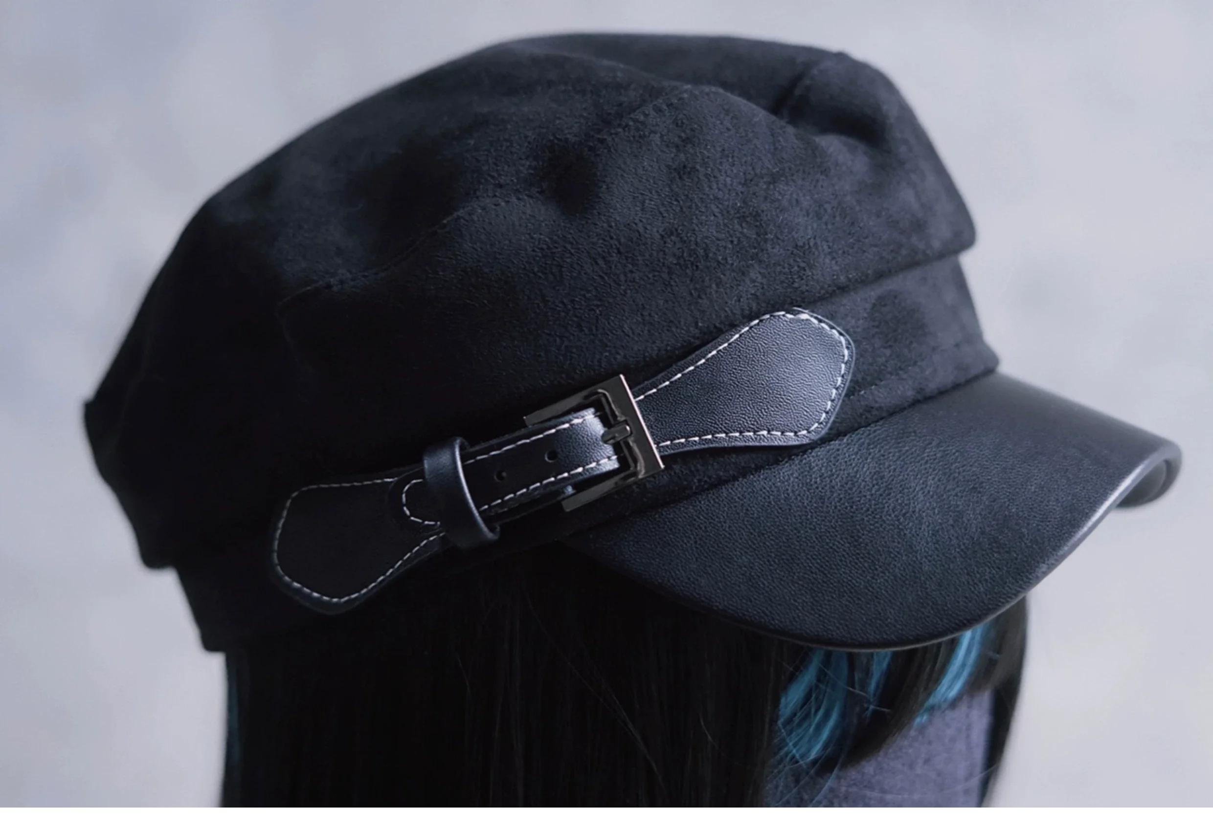 Strange Sugar - Gothic Lolita Hat Leather Buckle Lolita Newsboy Hat - Image 8