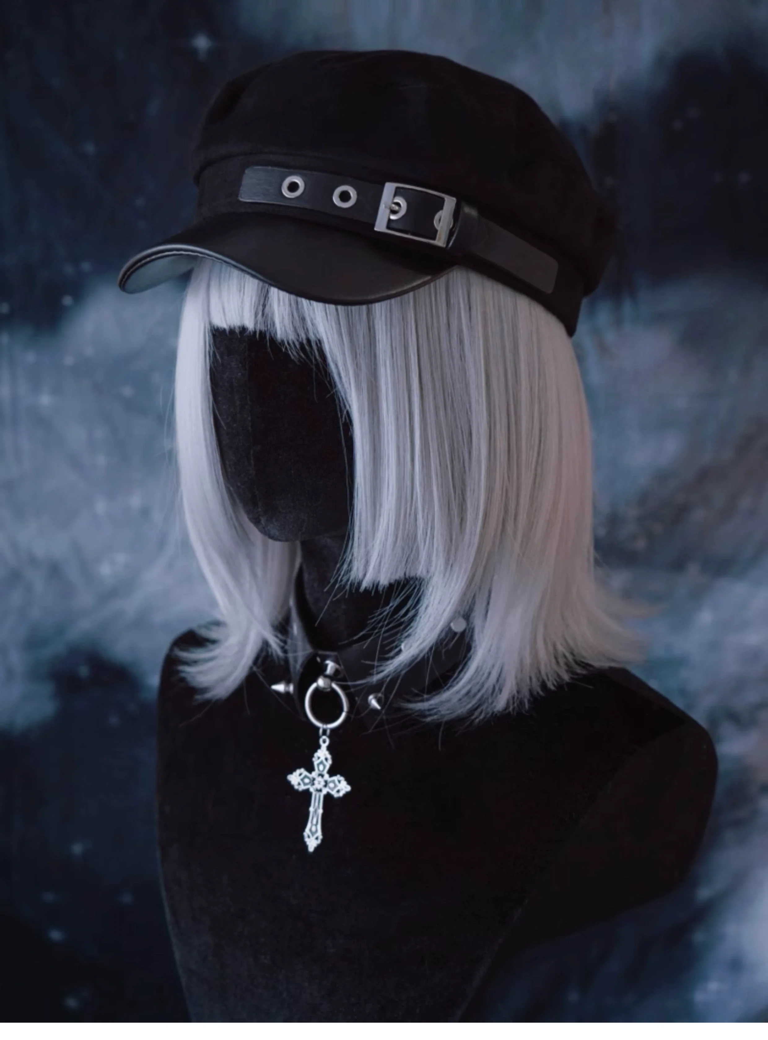 Strange Sugar - Gothic Lolita Hat Leather Buckle Lolita Newsboy Hat - Image 9