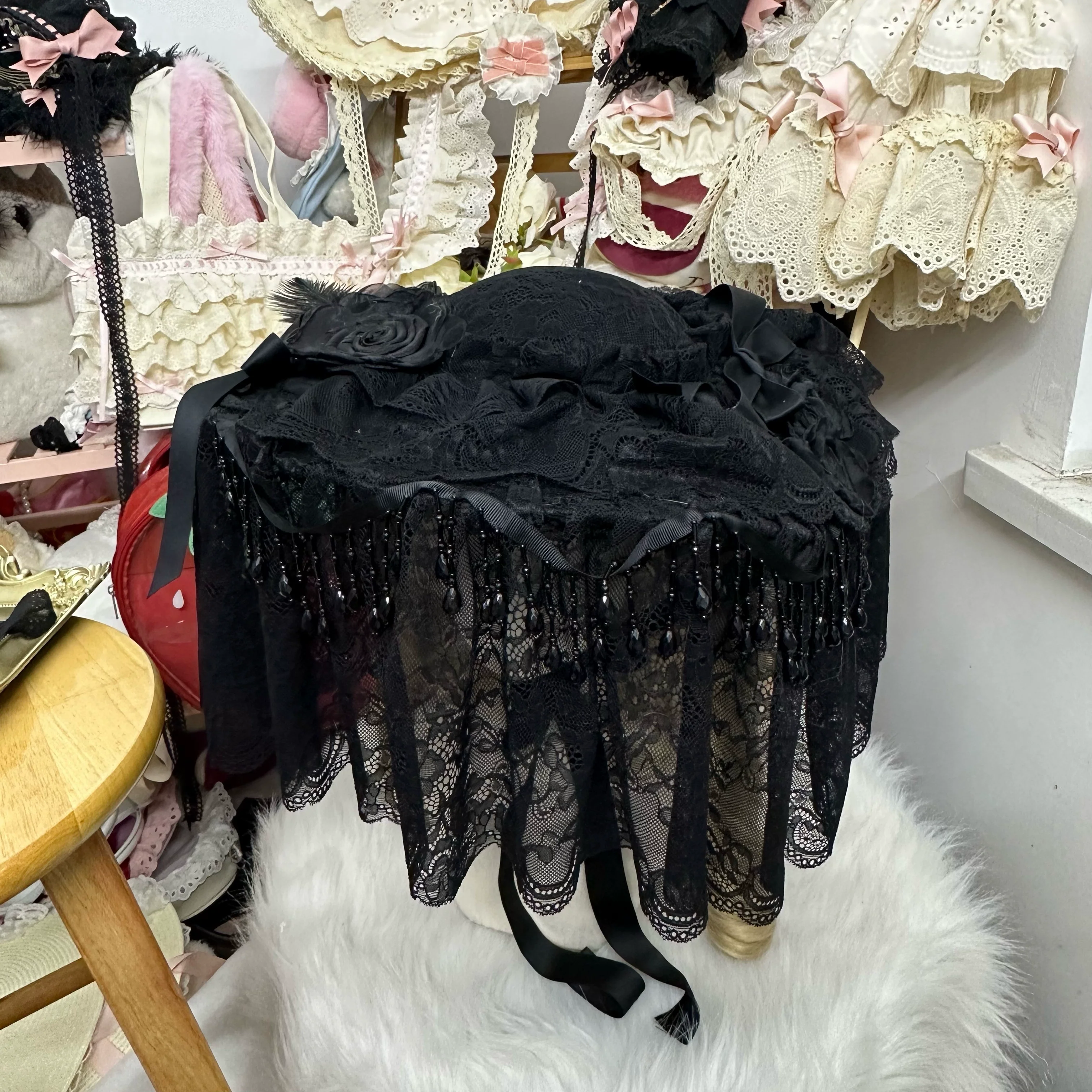 Gothic Lolita Hat Widow Hat Black Headdress - Image 17