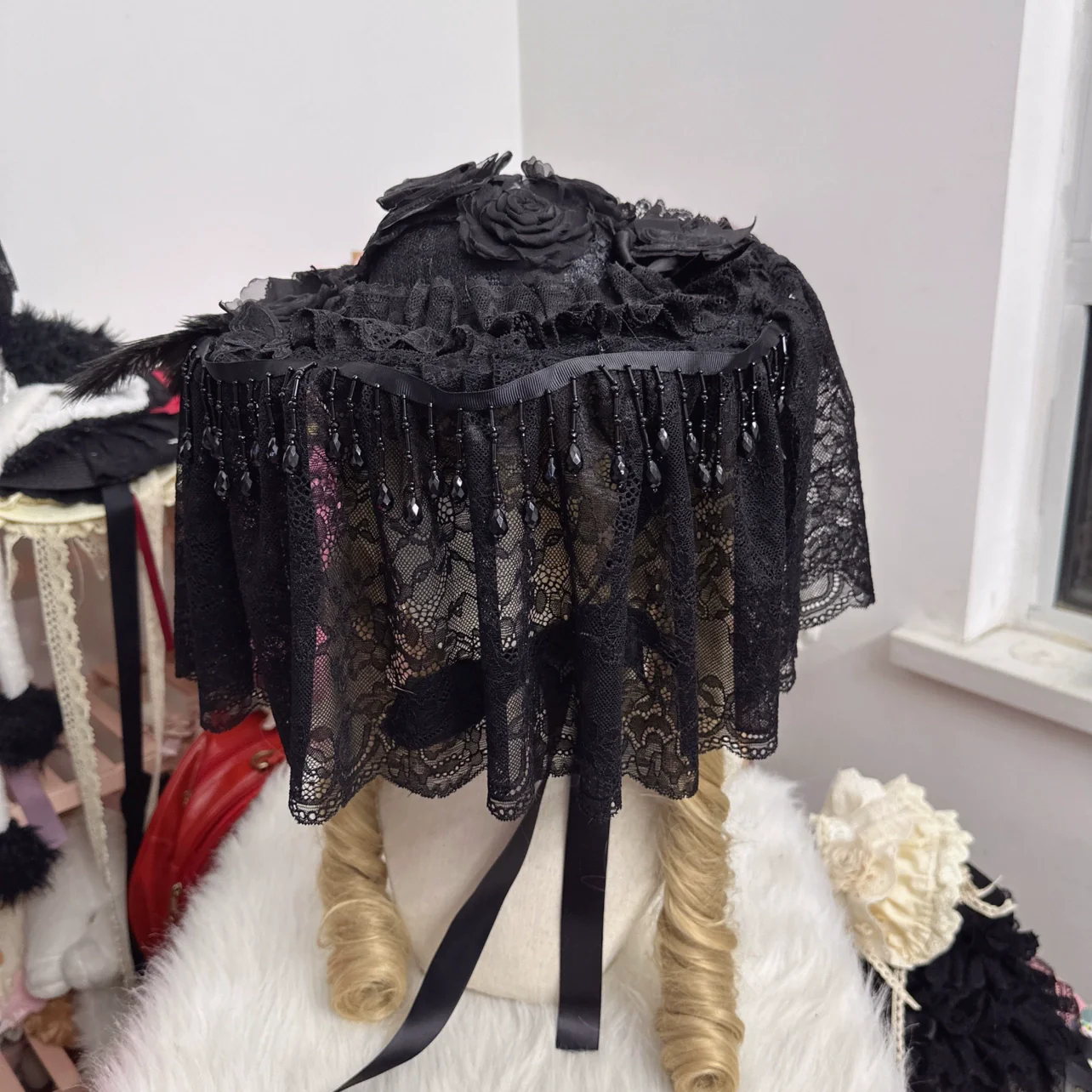 Gothic Lolita Hat Widow Hat Black Headdress - Image 19