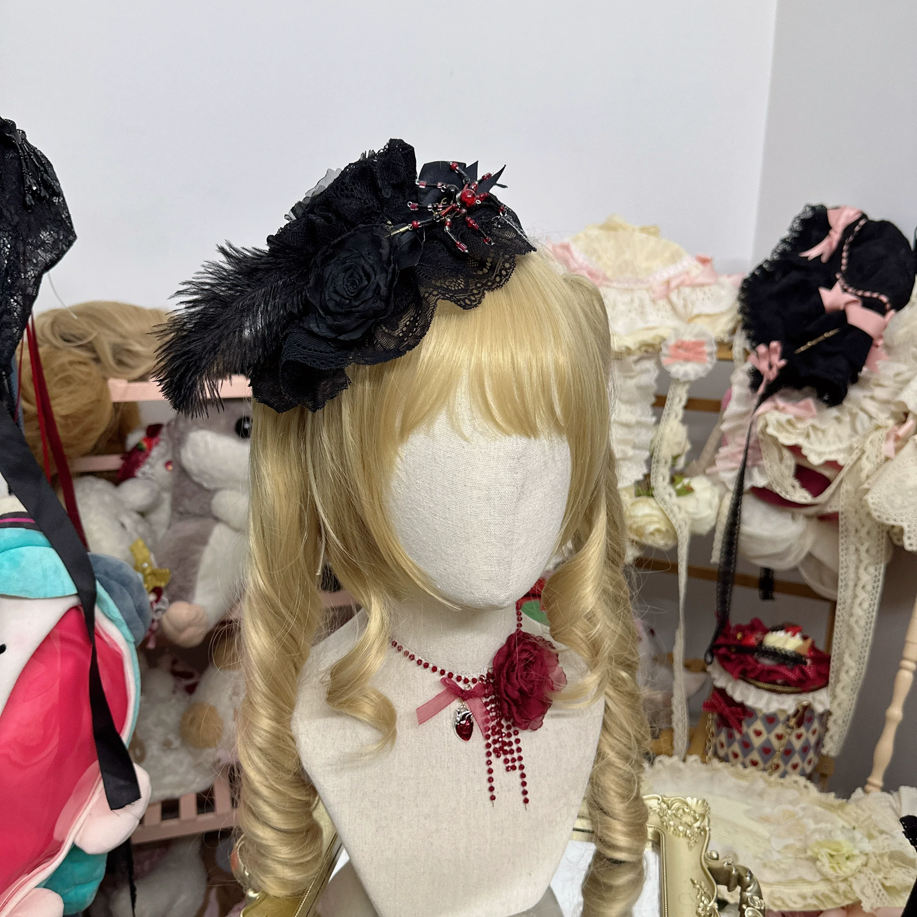 Gothic Lolita Hat Widow Hat Black Headdress - Image 3