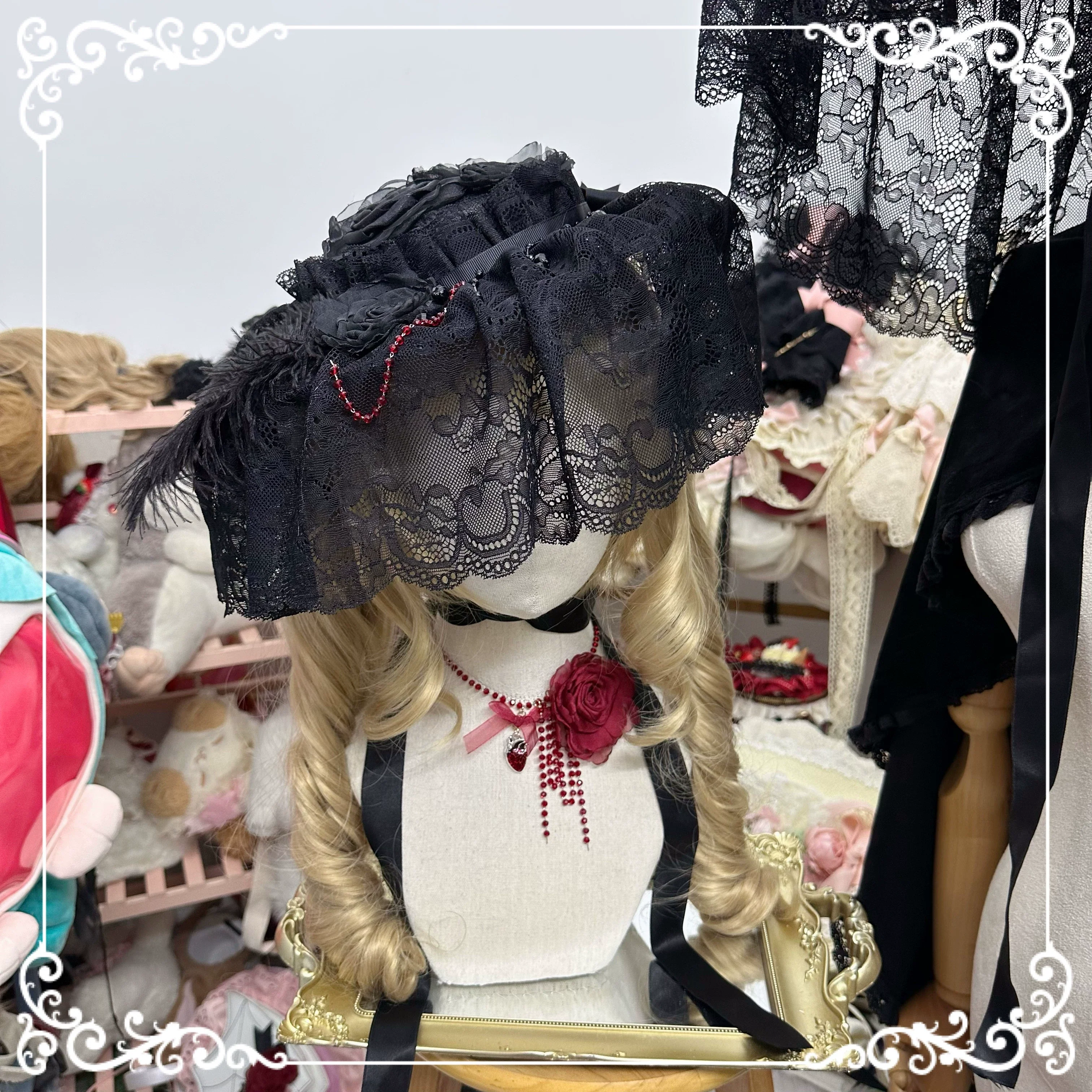 Gothic Lolita Hat Widow Hat Black Headdress - Image 7