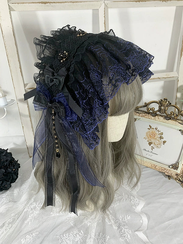 Sweet Jelly Lolita - Gothic Lolita Headband Black Bow Lace Hair Accessory - Image 9