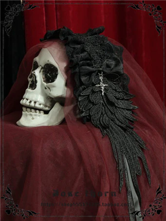 Rose Thorn - Devil Wings - Gothic Lolita Headband with Cross Pendant Custom Clolor - Image 5