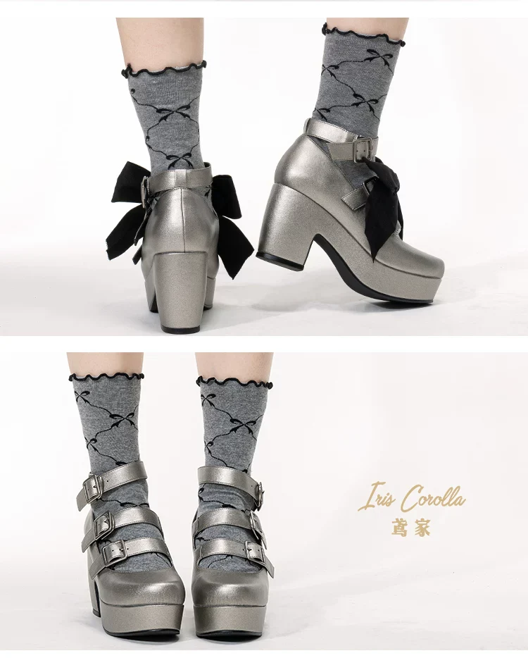 Custom-B - Gothic Lolita Heel Shoes, Triple Buckle Straps - Image 10