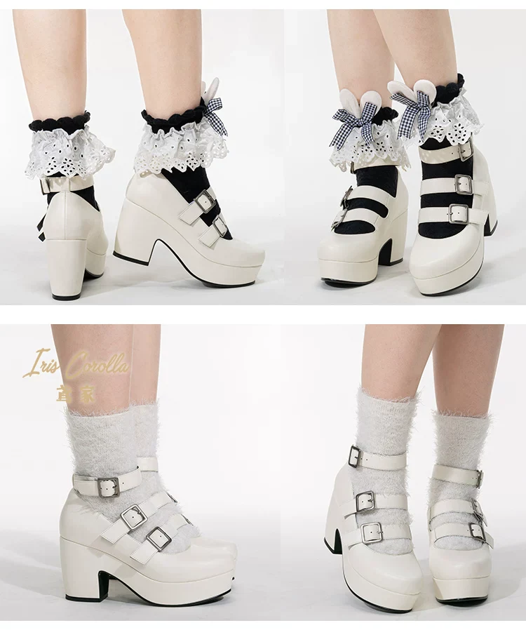 Custom-B - Gothic Lolita Heel Shoes, Triple Buckle Straps - Image 11
