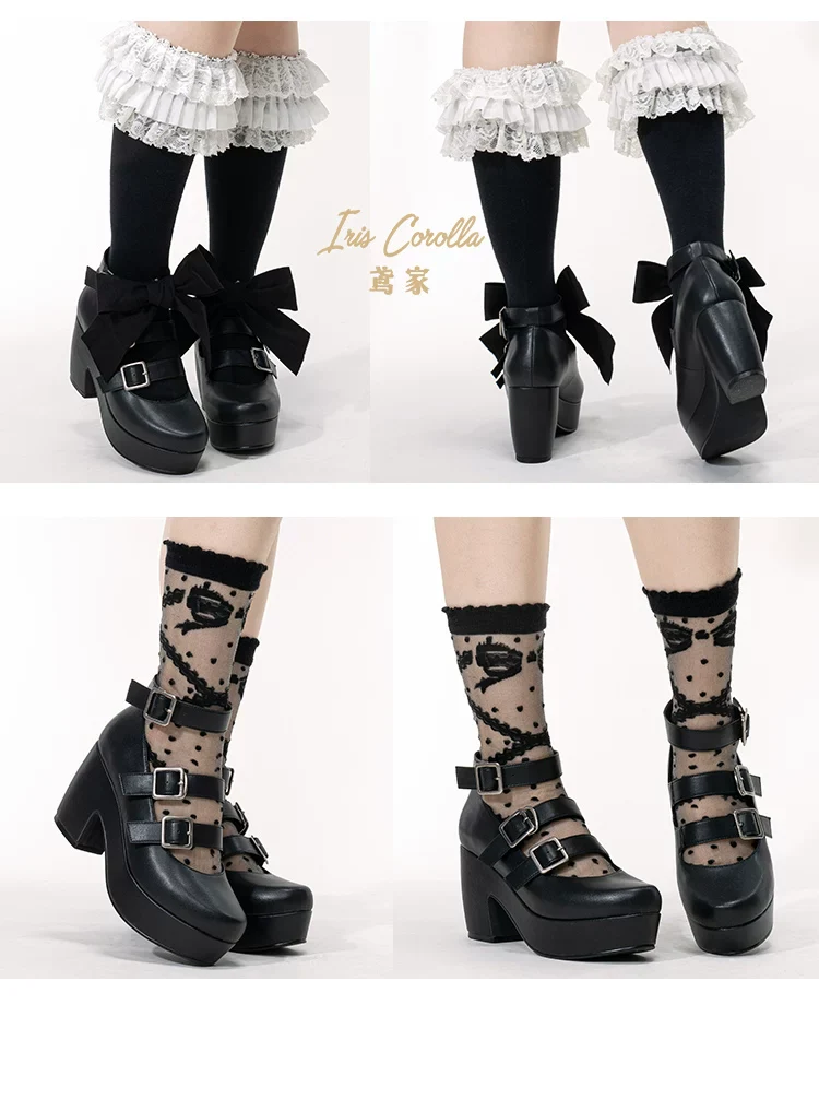 Custom-B - Gothic Lolita Heel Shoes, Triple Buckle Straps - Image 13