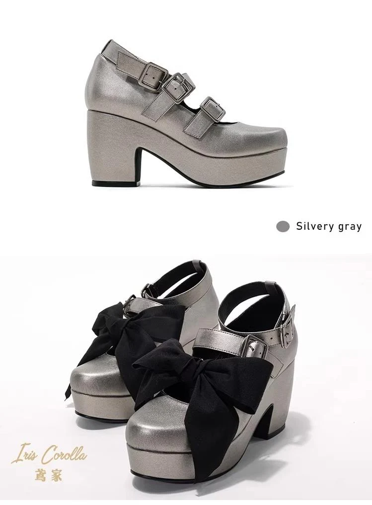 Custom-B - Gothic Lolita Heel Shoes, Triple Buckle Straps - Image 16