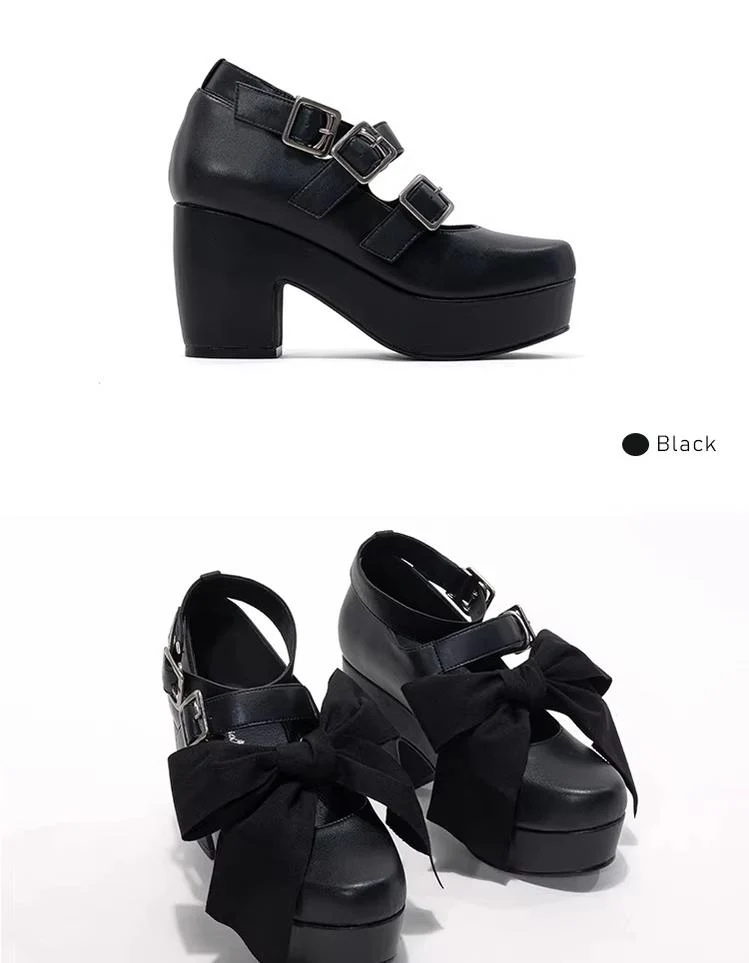 Custom-B - Gothic Lolita Heel Shoes, Triple Buckle Straps - Image 18