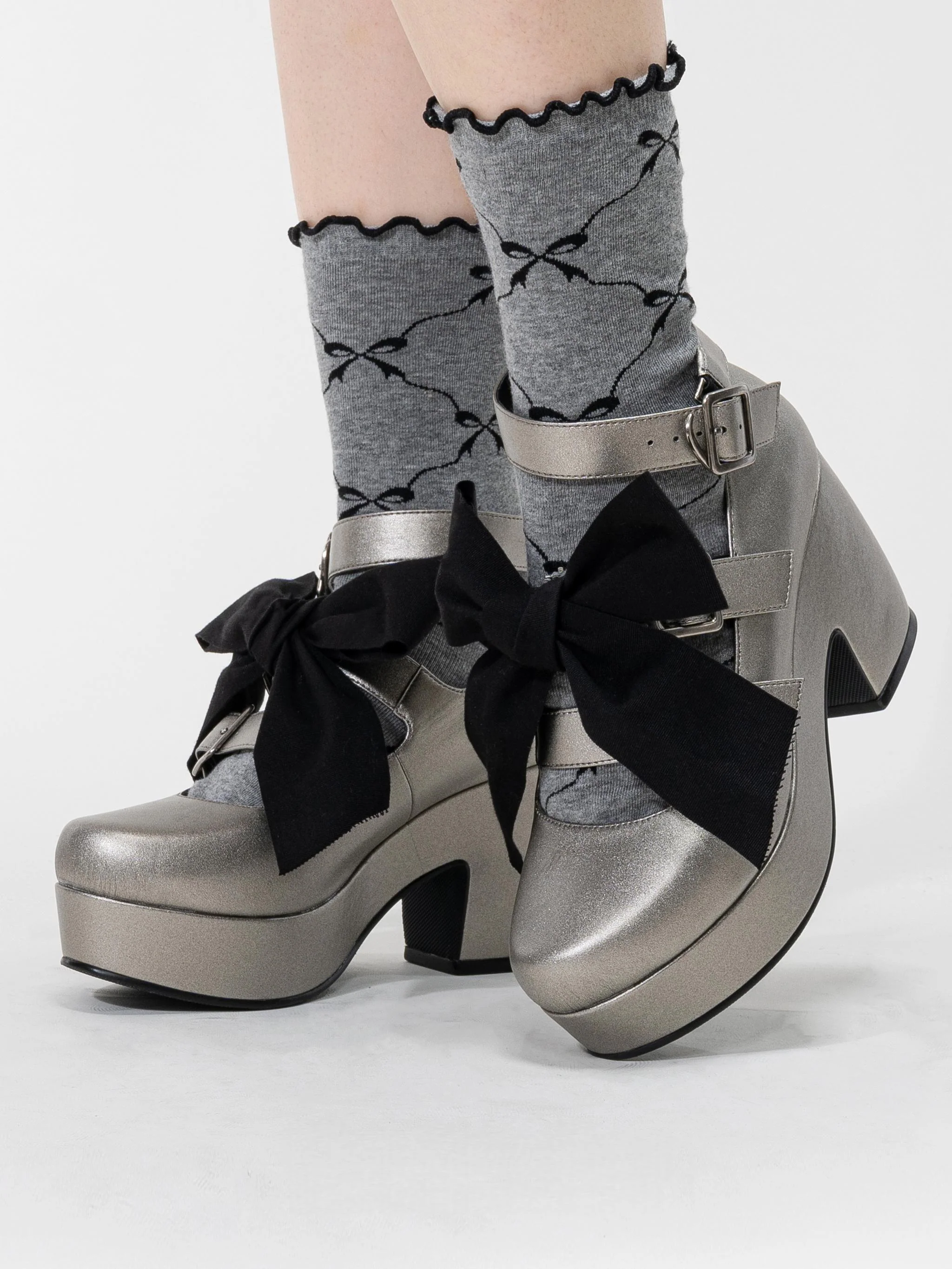 Custom-B - Gothic Lolita Heel Shoes, Triple Buckle Straps - Image 2