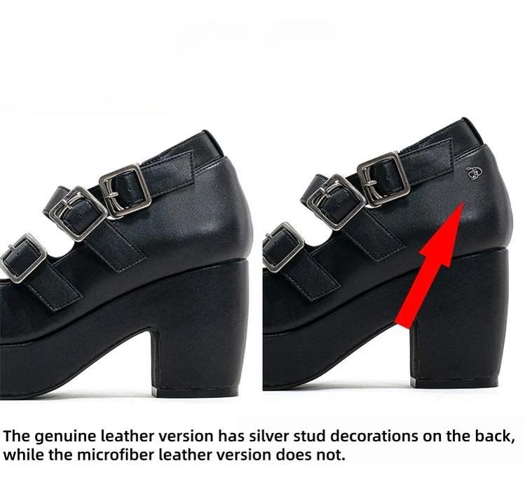 Custom-B - Gothic Lolita Heel Shoes, Triple Buckle Straps - Image 6