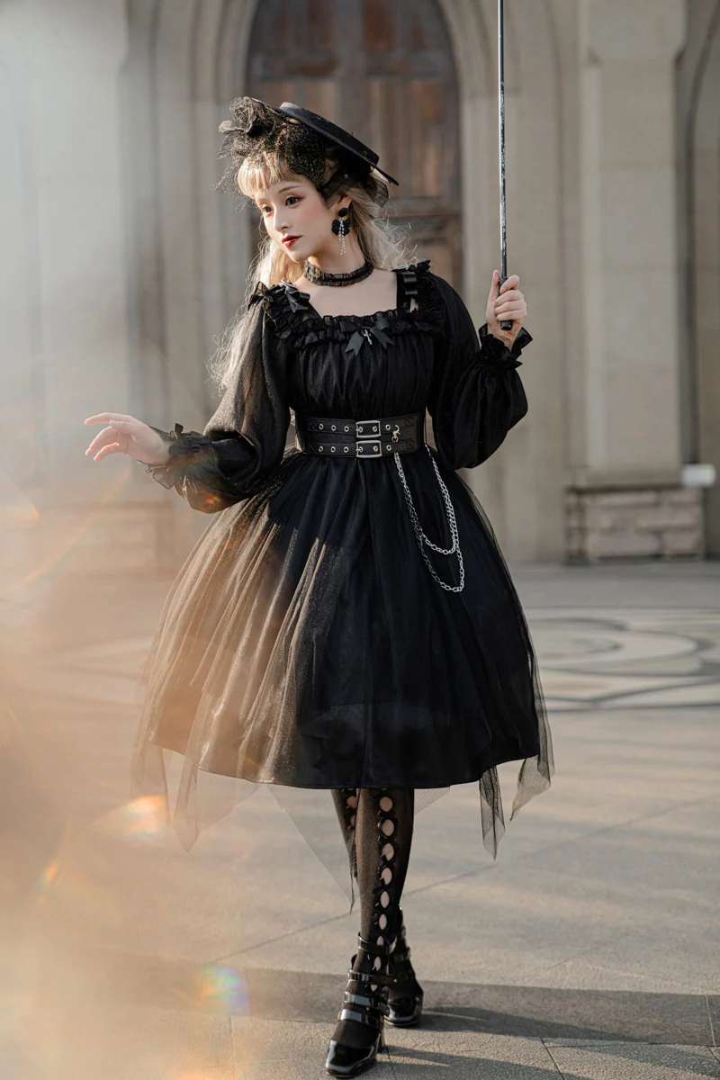 Gothic Lolita High Waist Black Dress - Image 12