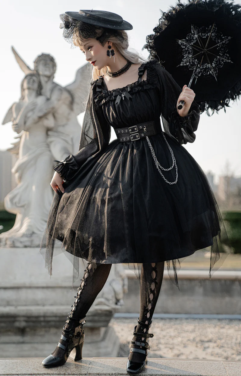 Gothic Lolita High Waist Black Dress - Image 13
