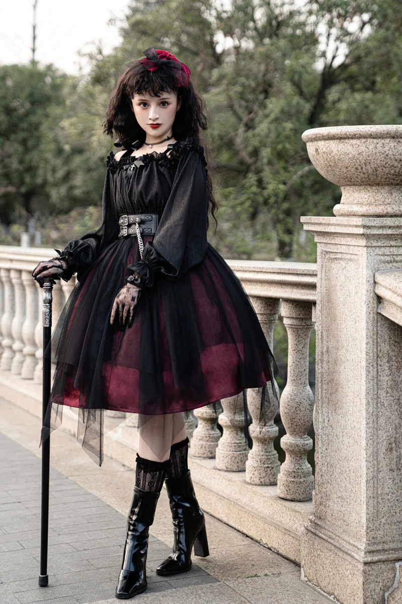 Gothic Lolita High Waist Black Dress - Image 22