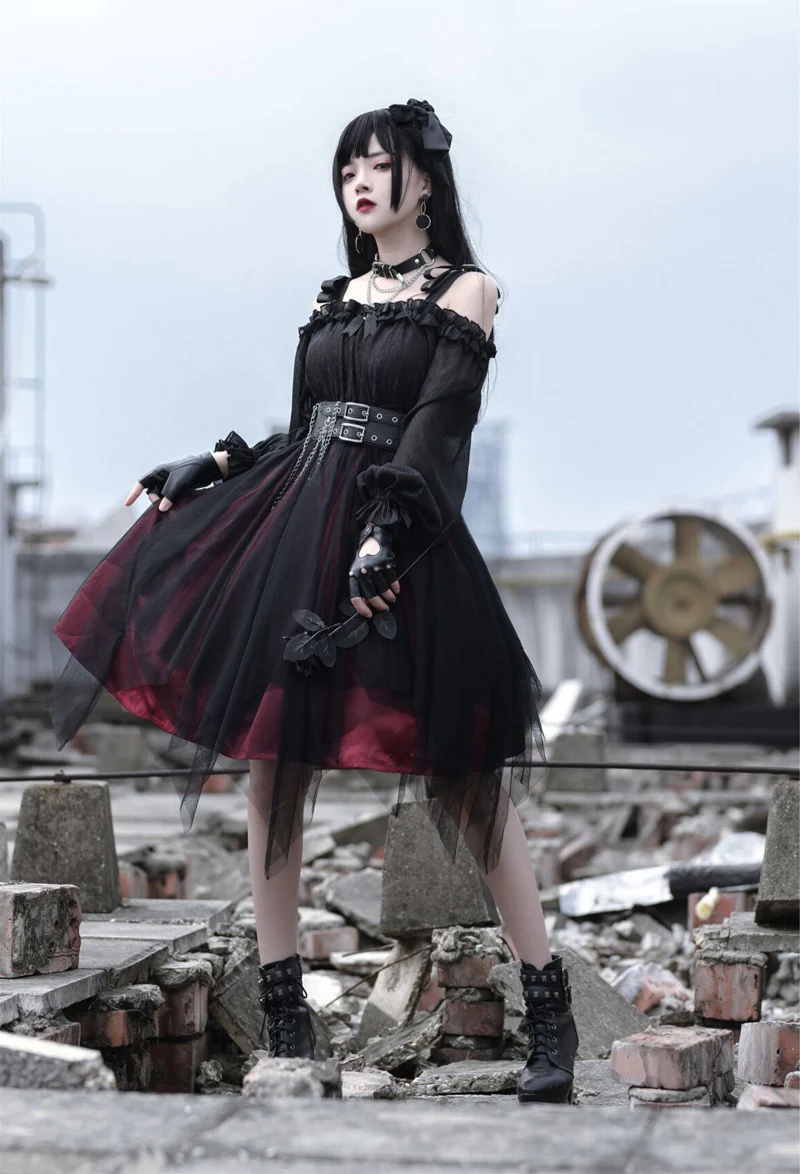 Gothic Lolita High Waist Black Dress - Image 24