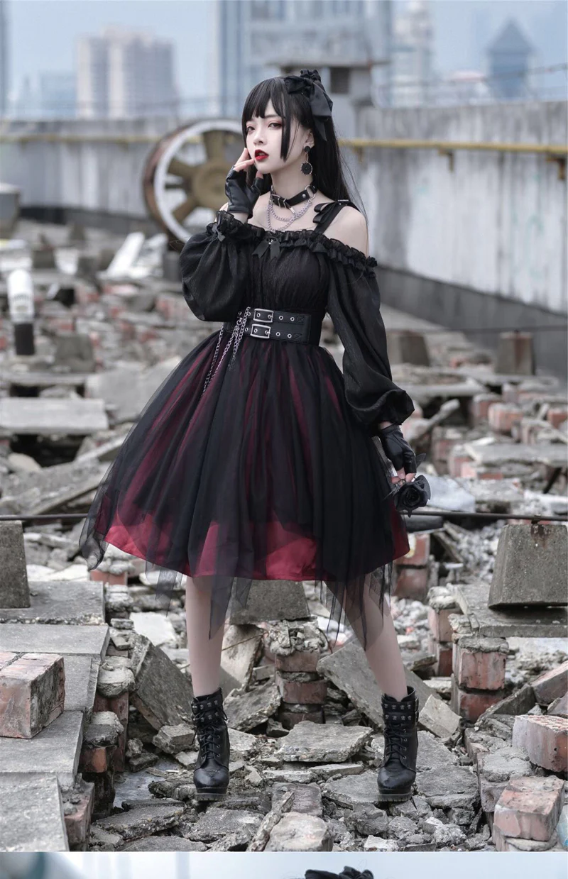Gothic Lolita High Waist Black Dress - Image 25