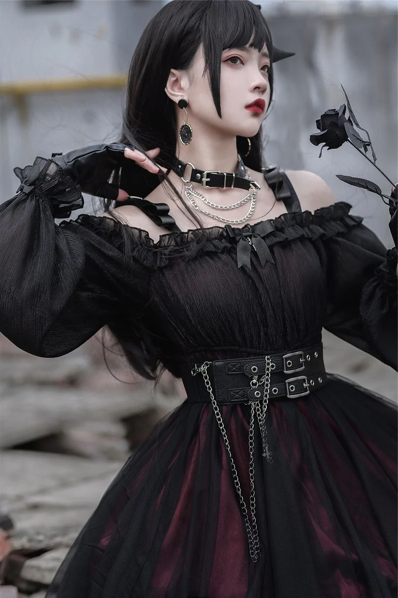 Gothic Lolita High Waist Black Dress - Image 26