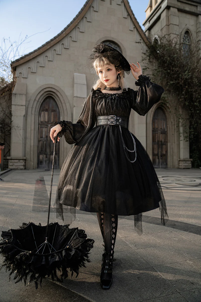 Gothic Lolita High Waist Black Dress - Image 9
