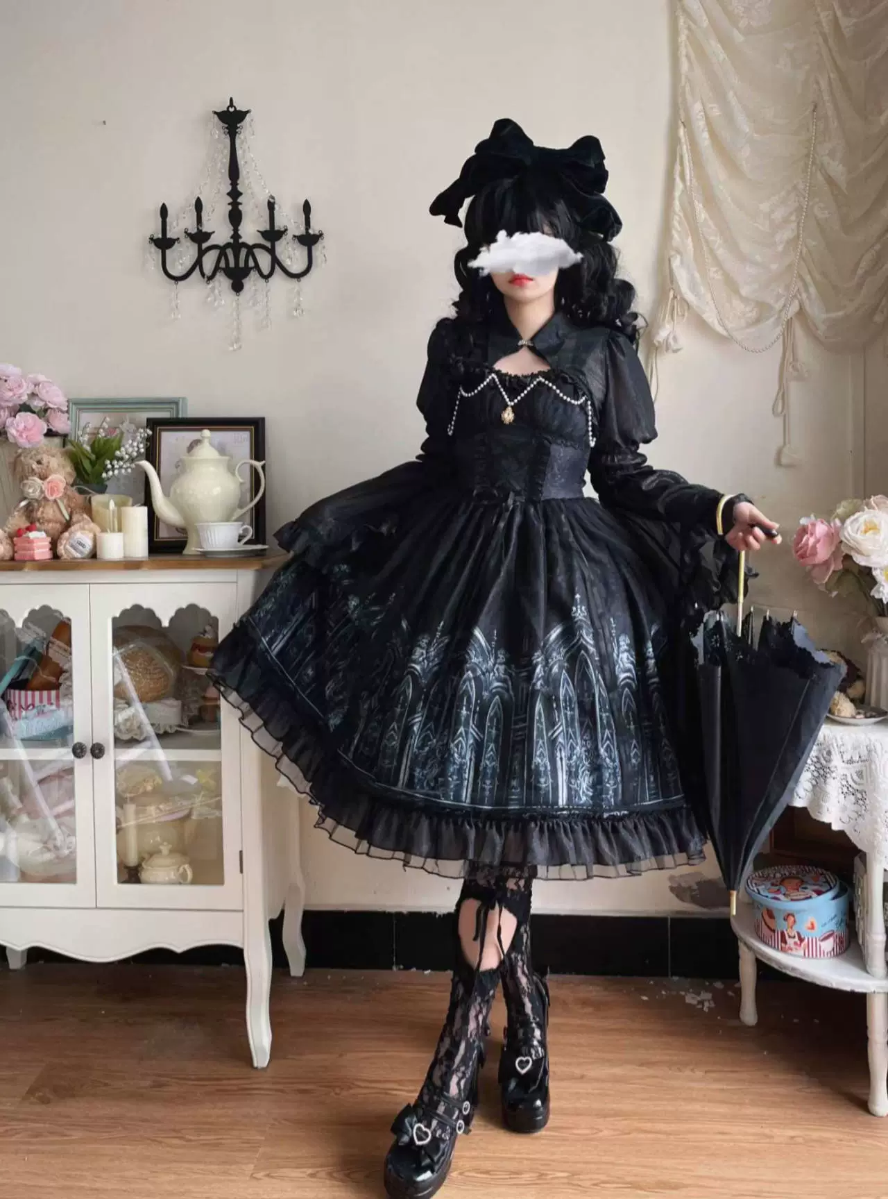 Silent Night Church - Gothic Lolita JSK Dress & Bolero, Church Print - Image 3