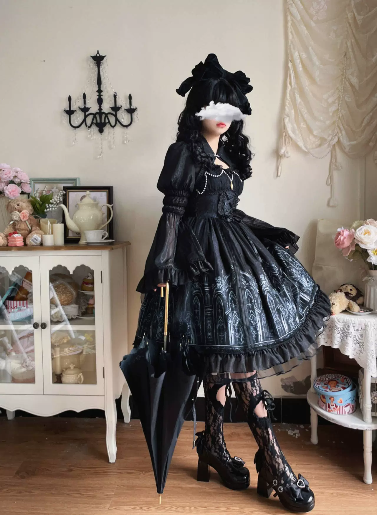 Silent Night Church - Gothic Lolita JSK Dress & Bolero, Church Print - Image 4