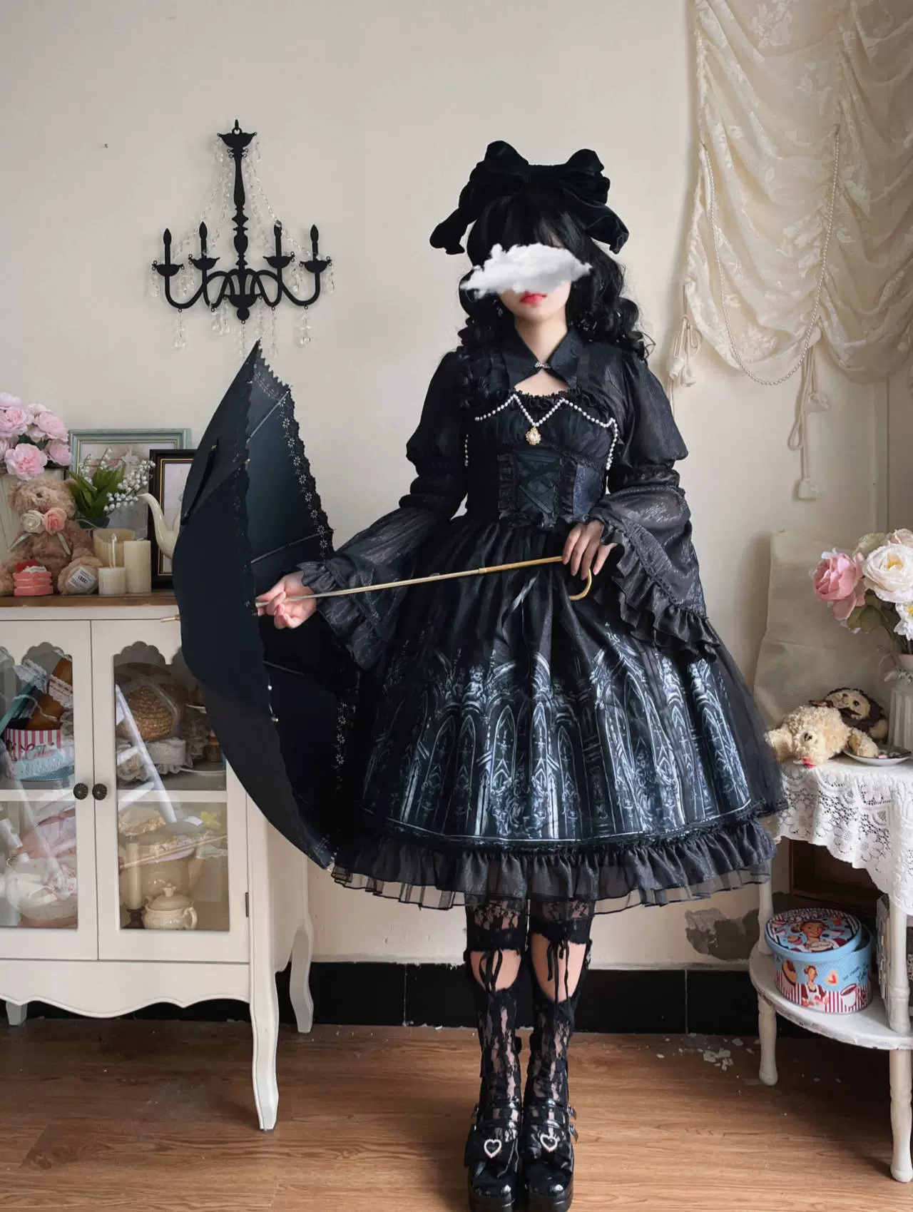 Silent Night Church - Gothic Lolita JSK Dress & Bolero, Church Print - Image 5