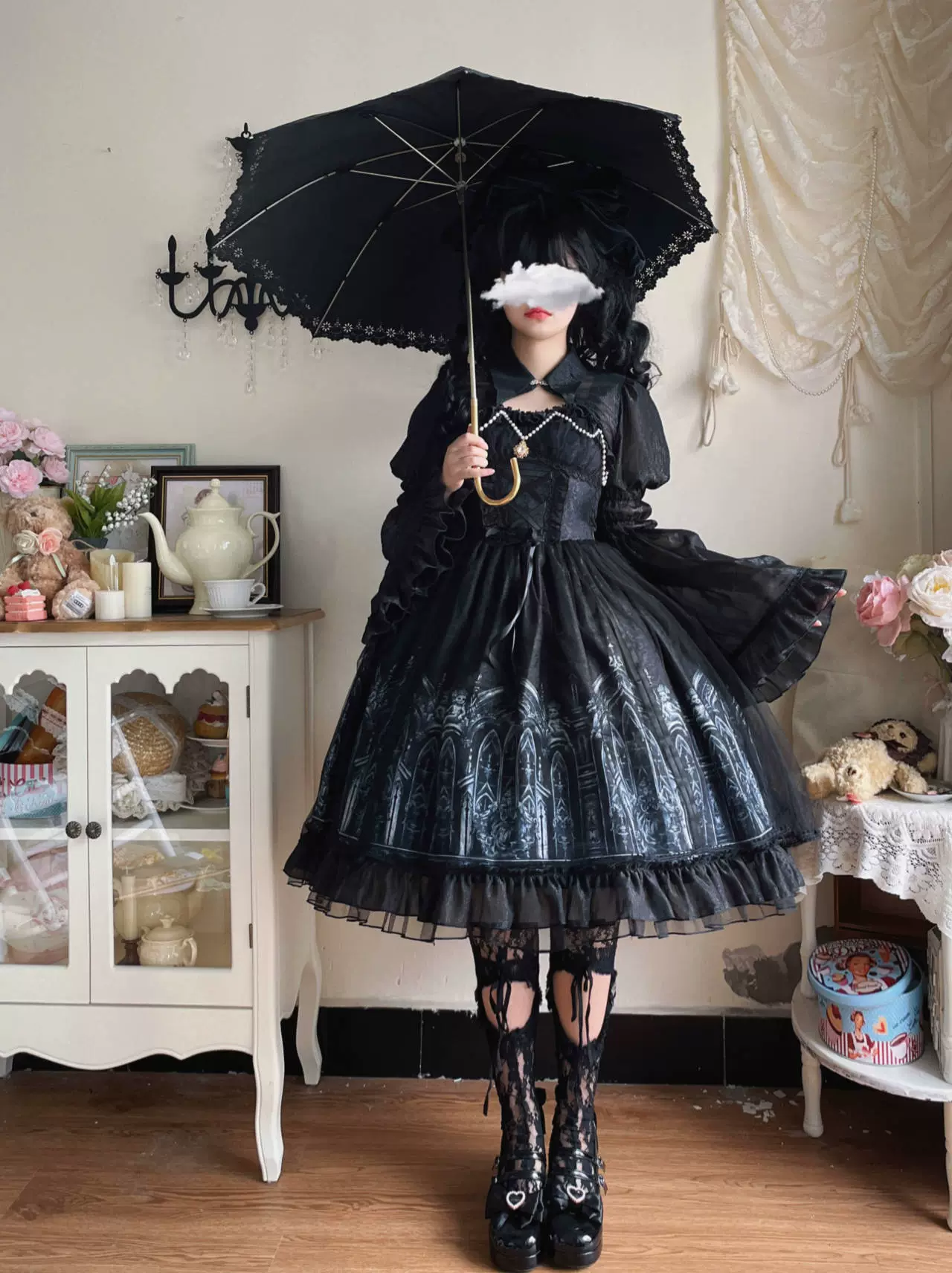 Silent Night Church - Gothic Lolita JSK Dress & Bolero, Church Print - Image 6