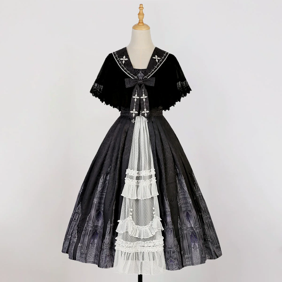 Silent Church - Gothic Lolita JSK Dress Printed Dress Thin Shawl Set - Image 28