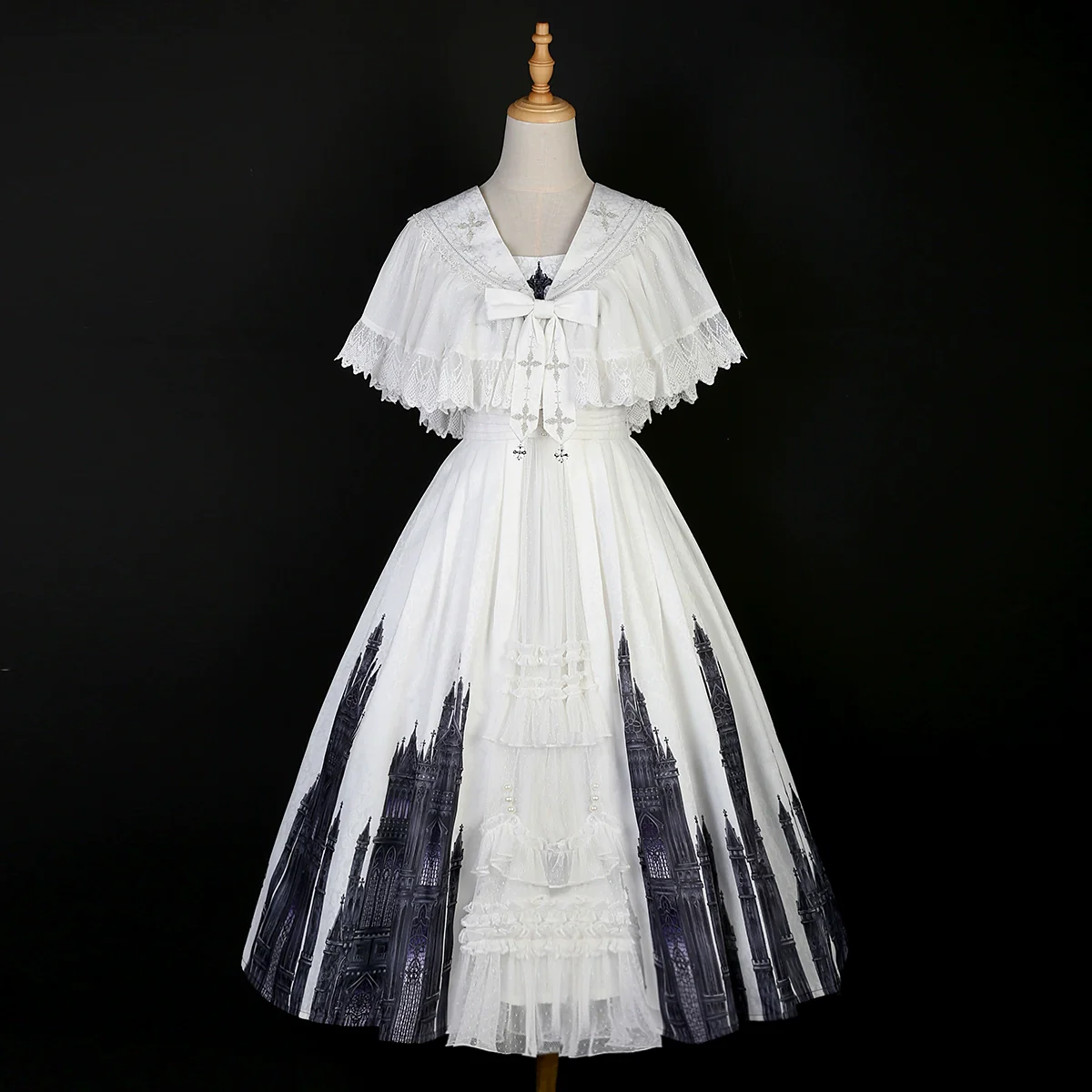 Silent Church - Gothic Lolita JSK Dress Printed Dress Thin Shawl Set - Image 35