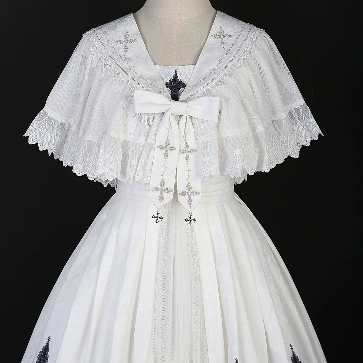 Silent Church - Gothic Lolita JSK Dress Printed Dress Thin Shawl Set - Image 37